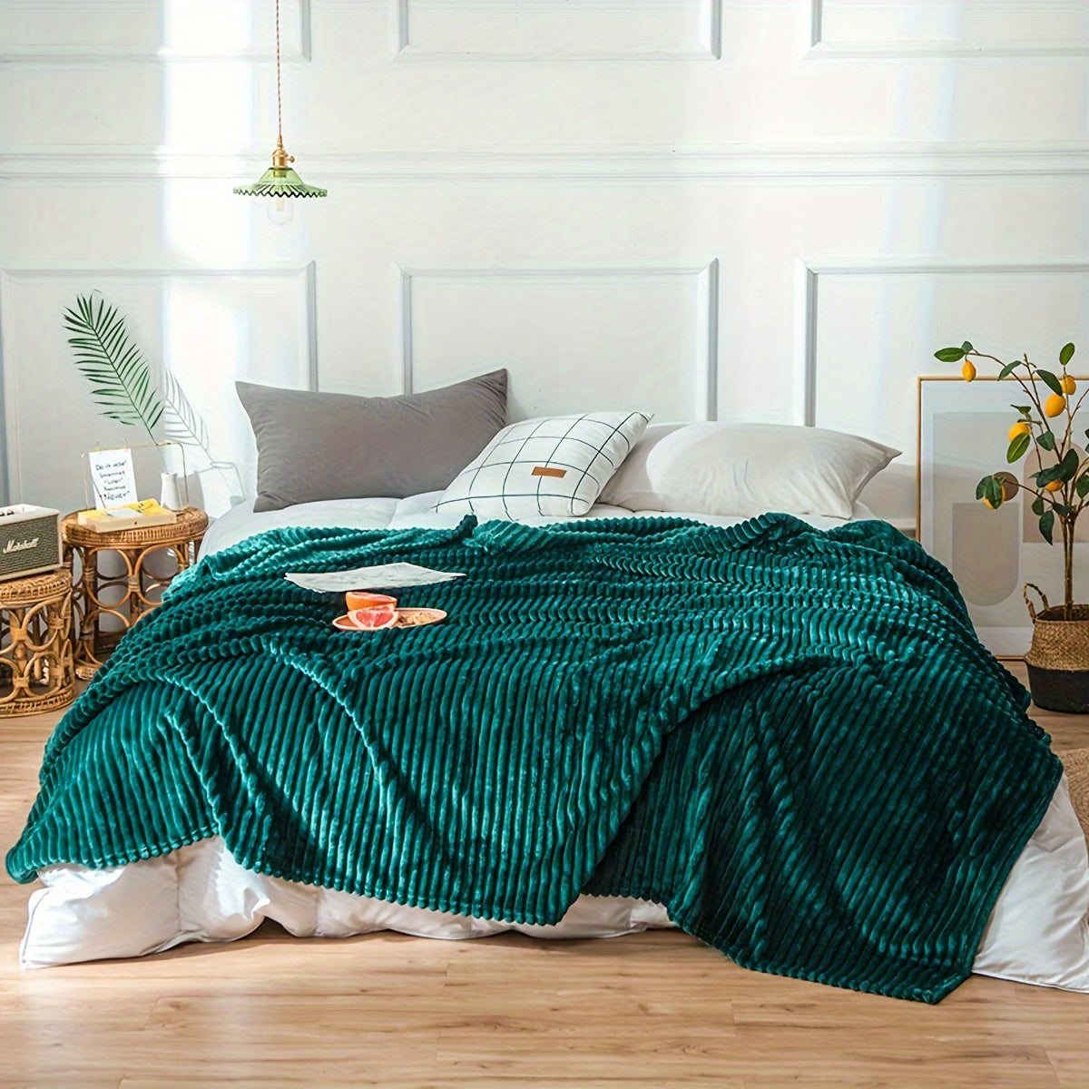 Plush Blanket with Drawstring Solid Color Throw Blanket Multi-Functional Gift for All Seasons