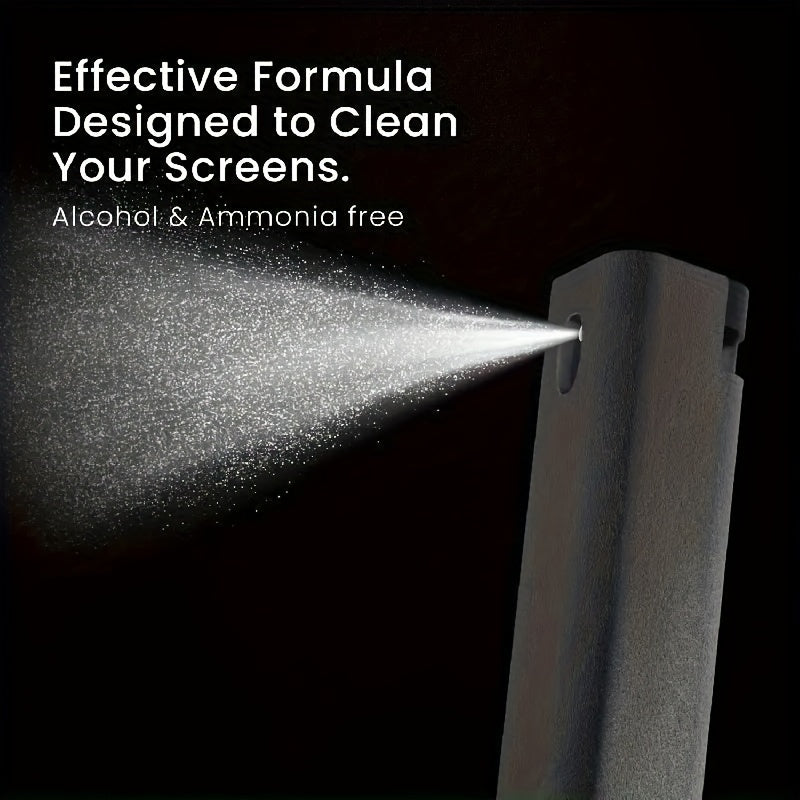 Screen Cleaner and Microfiber Cloth Set Portable Spray Wipe for Phone Computer Glasses TSA-Approved