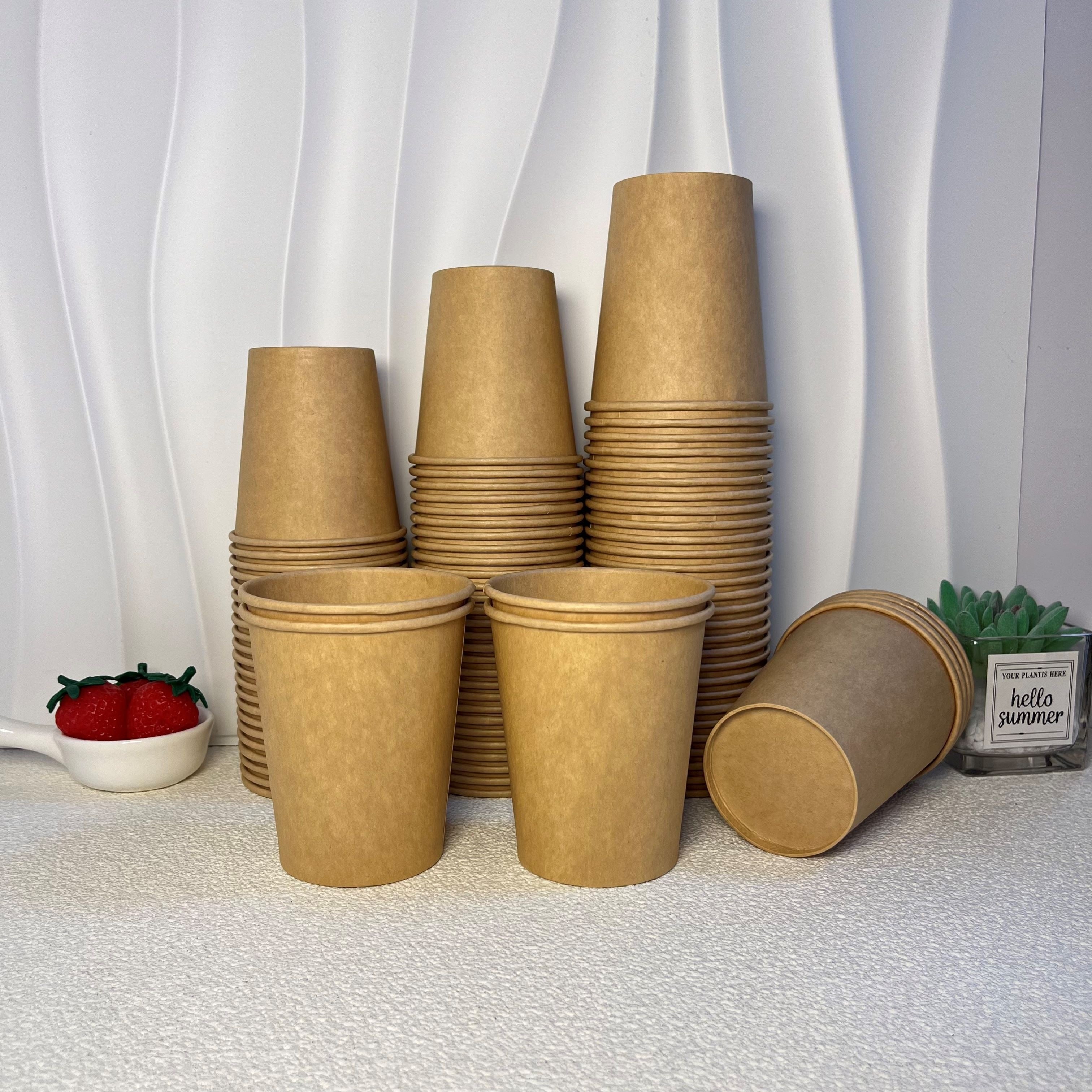 Pack of 50 Thickened Disposable Kraft Paper Cups 7/8 Oz for Coffee and Beverages
