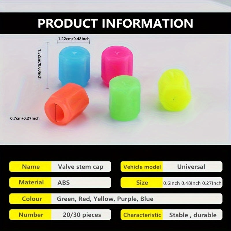 16 Pack Glow in Dark Tire Valve Stem Caps Plastic Multi-Color Car Motorcycle SUV Truck
