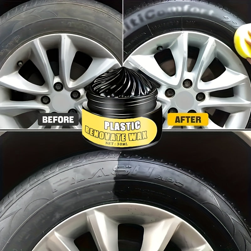 Kit de restauración para el interior del coche, tablero negro y cera brillante para vinilo y neumáticos