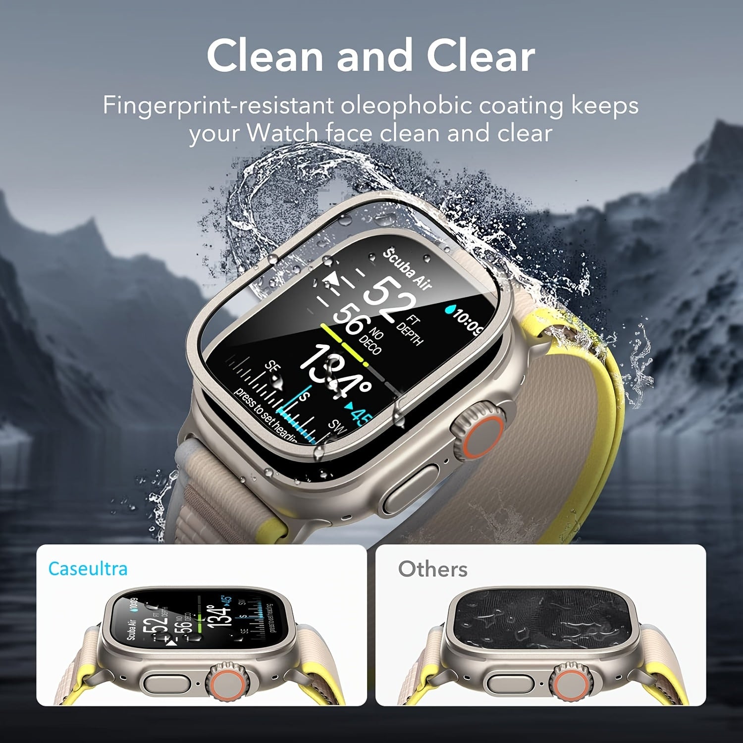 2pcs 9H Tempered Glass Screen Protectors for Apple Watch Ultra 2 1 49mm with Titanium Alloy Frame Scratch Resistant