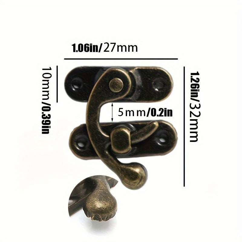 10pcs Antique Bronze Iron Padlock Hasps with Screws 27x32mm for Jewelry Boxes Furniture Hardware