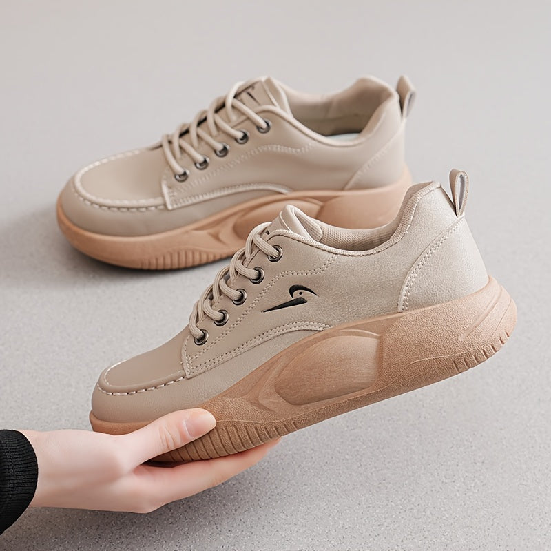 Women's Casual Sneakers Low Top Lace-Up Solid Color Fabric Lined PU Sole