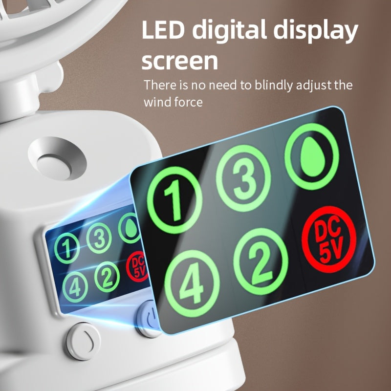 Ventilador y humidificador USB 2 en 1, enfriador portátil de escritorio con velocidades ajustables
