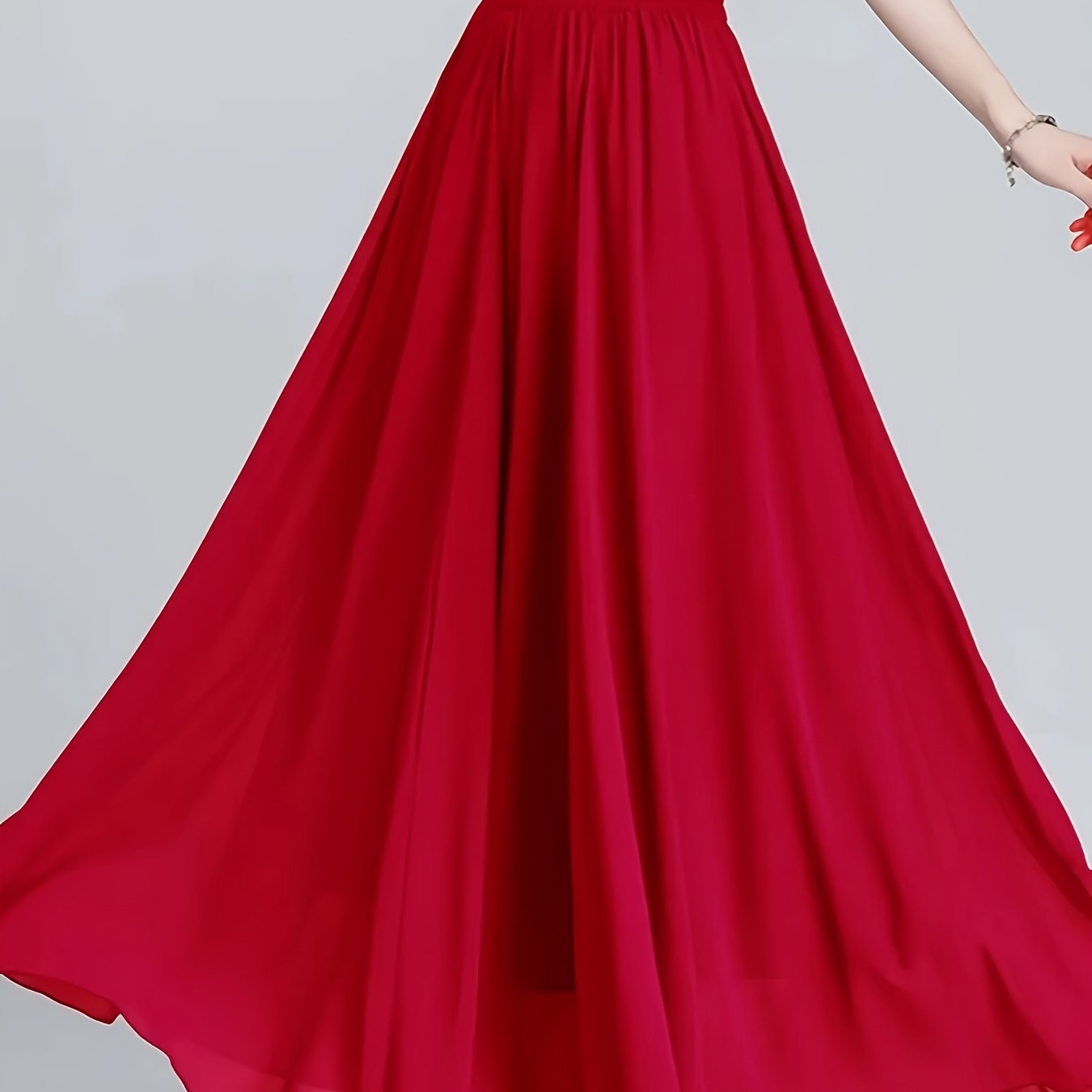 Plus Size Women'sA-Line Pleated Skirt High Waist Polyester Office Wear