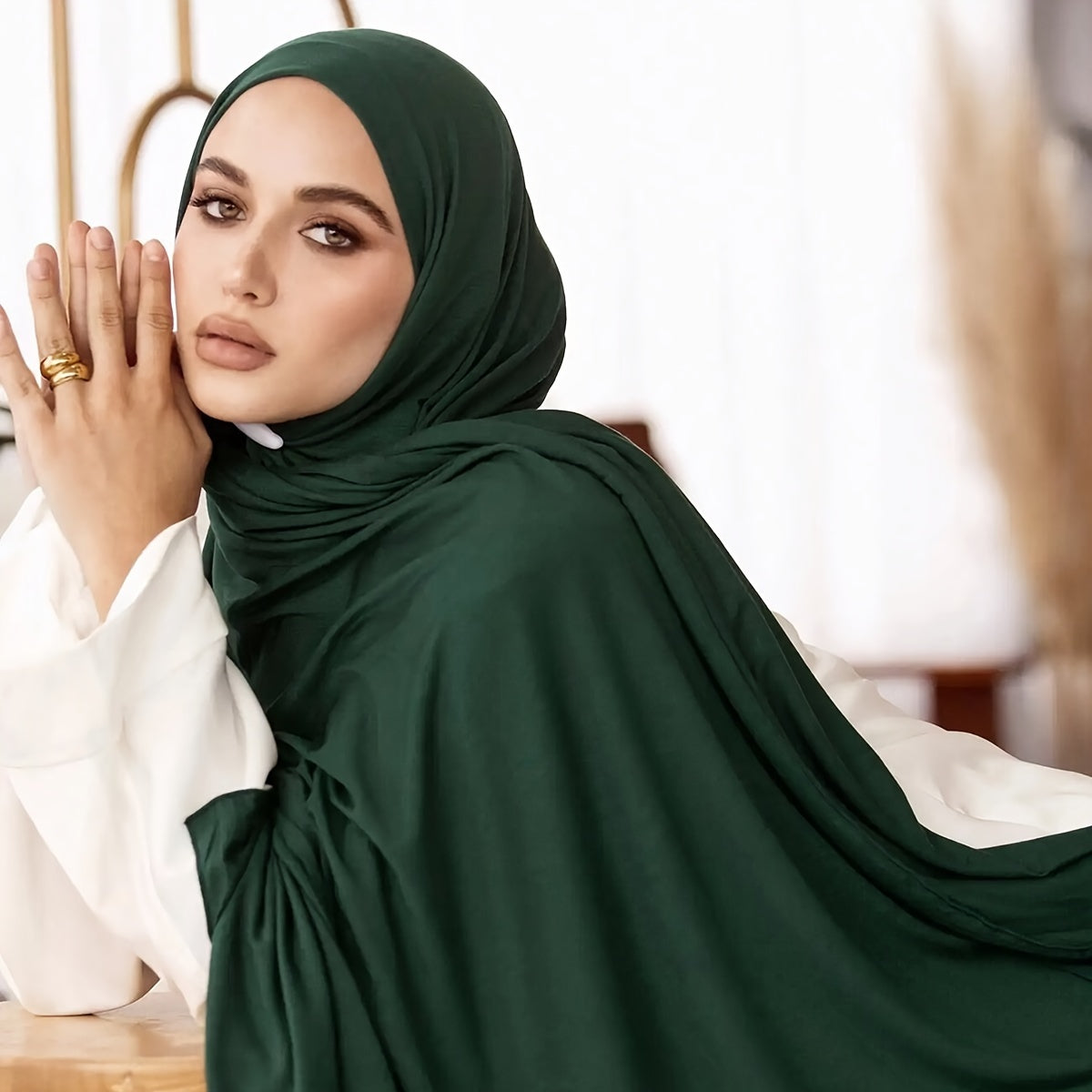 Windproof Sunscreen Shawl for Women Soft Breathable Muslim Hijab Solid Color