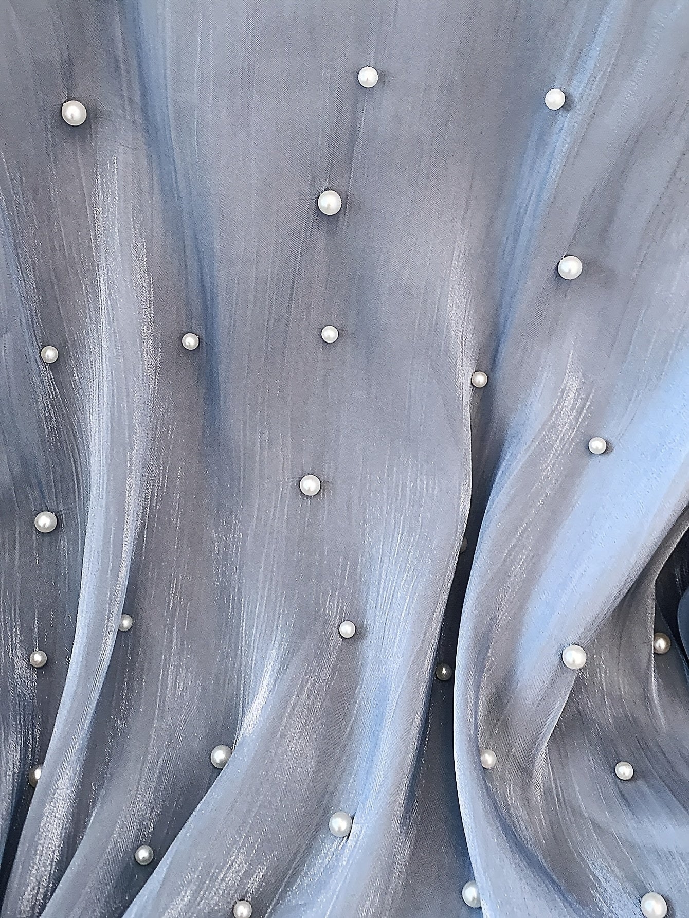 Women's Beaded V-Neck Blouse Long Sleeve Polyester Elegant French Style for Spring Fall Events