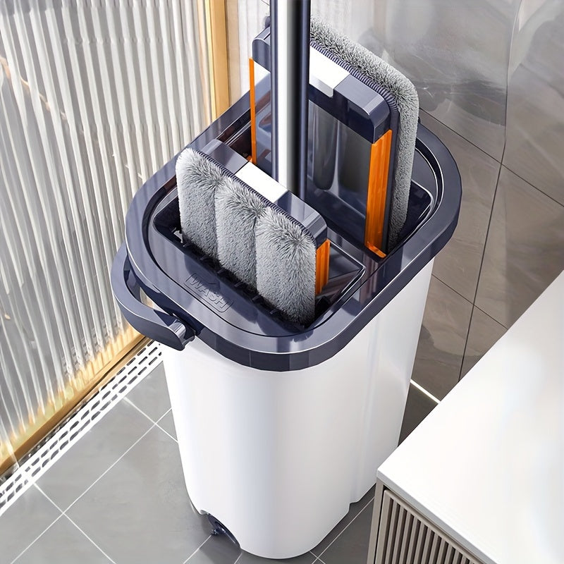 Mop and Bucket Cleaning Set with Aluminum Plate Mop, Water Discharge, Space-Saving Bucket