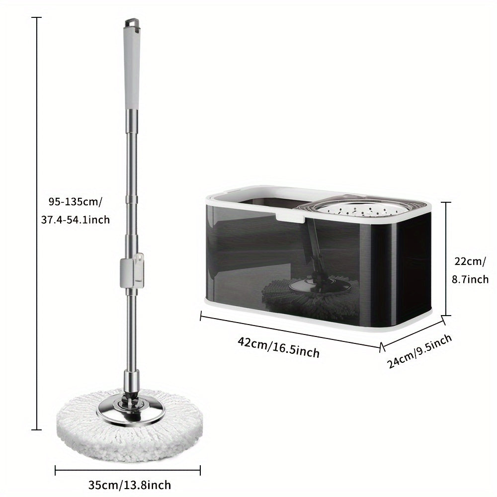 Stainless Steel Spin Mop and Bucket Set No Hands Cleaning for Home and Kitchen