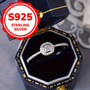 Sterling Silver Ring with Double Layer Square Design and Micro Zirconia 1.5g