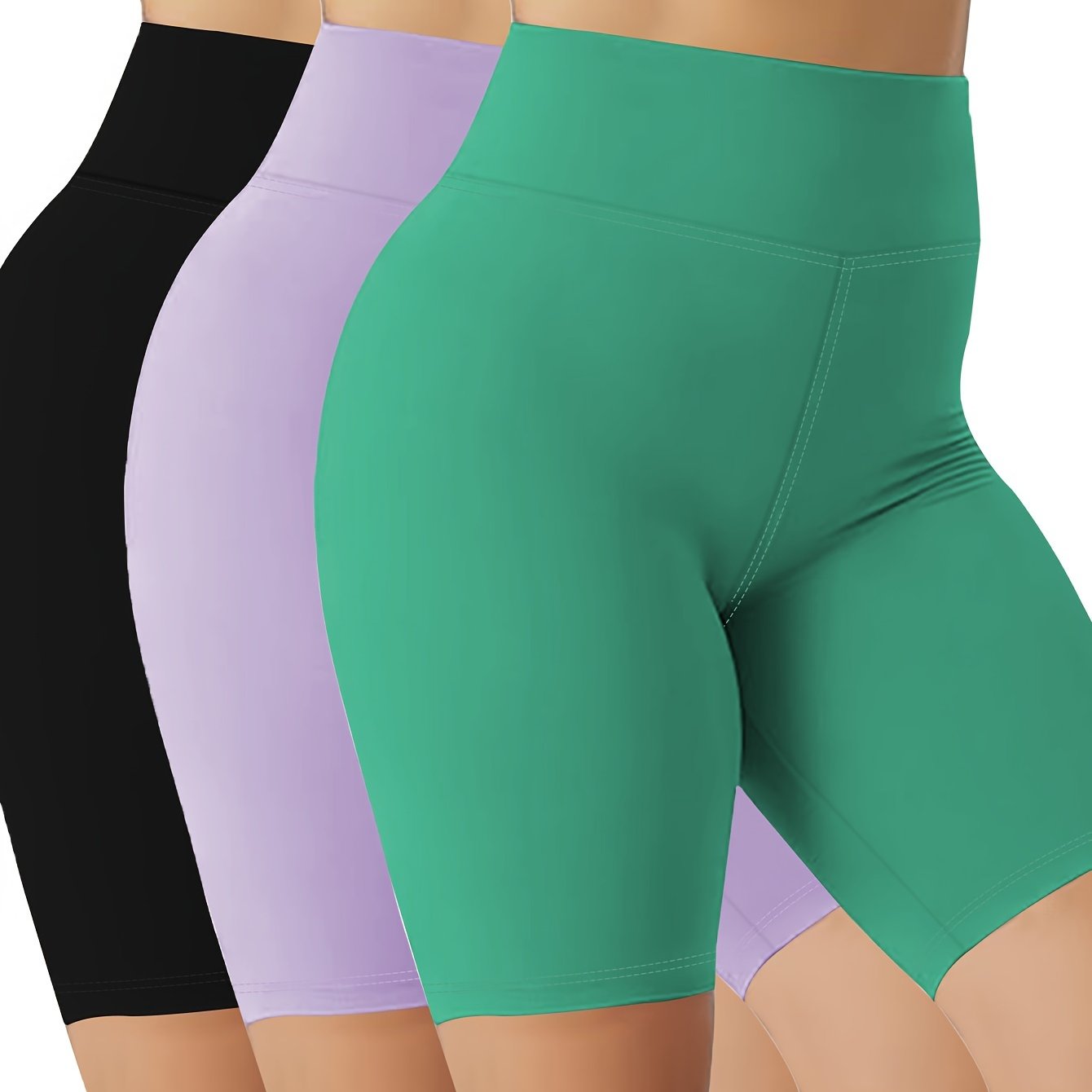 Women's High-Waisted Compression Yoga Shorts Quick-Dry No-Show Workout Activewear