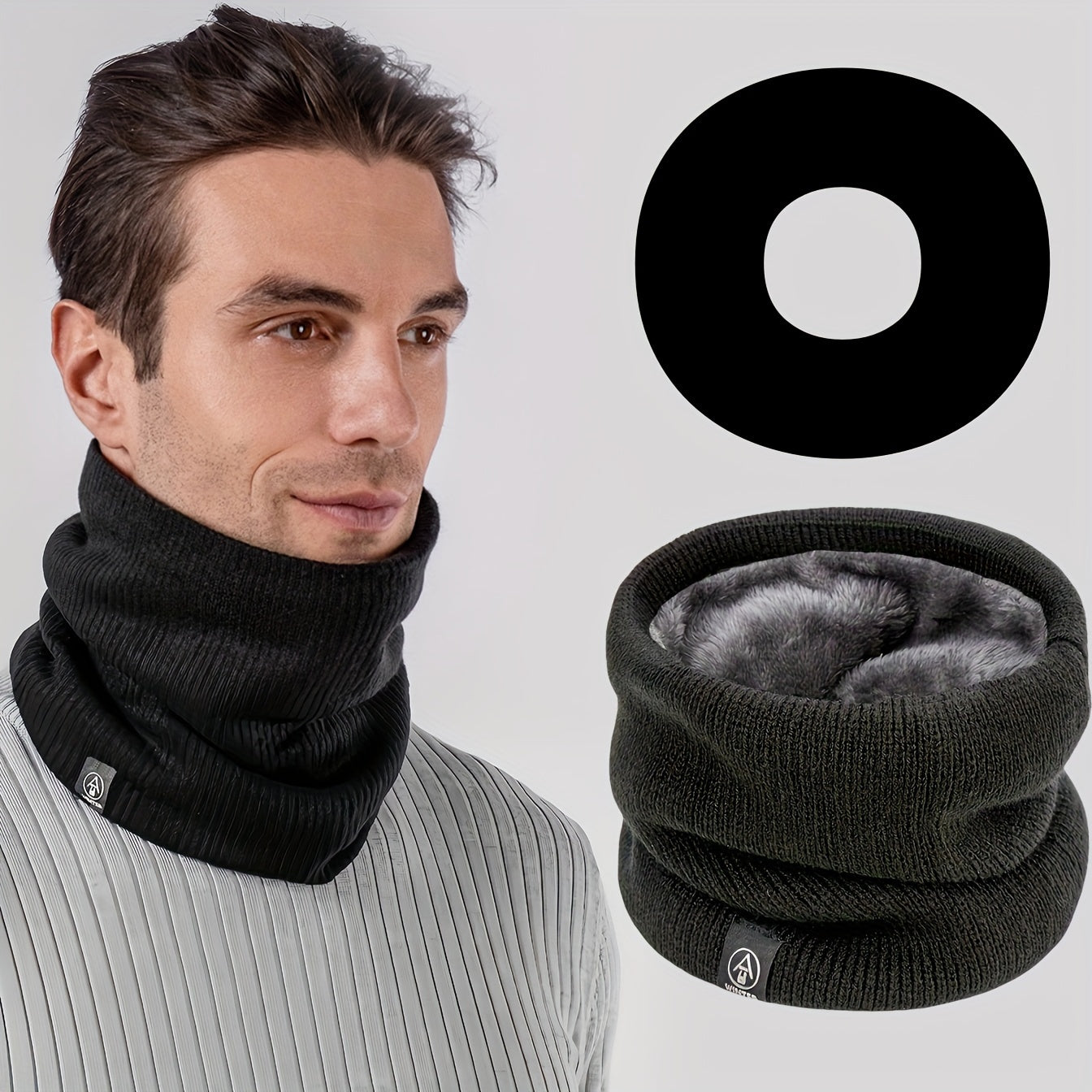 Winter Neck Gaiter Fleece-Lined Scarf for Men Women Cycling Mask Fake Collar