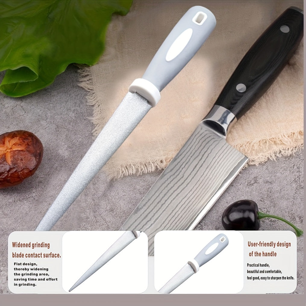 Kichik oshxona pichoqlari, qaychi, bog' uskunalari uchun ikki tomonlama olmosli shag'alli qattiqlashtiruvchi tayoq