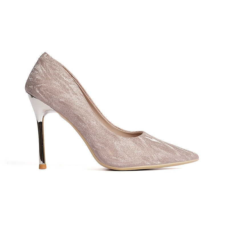 Women's Sequin Stiletto Heels Pointed Toe High Heels for Weddings Parties