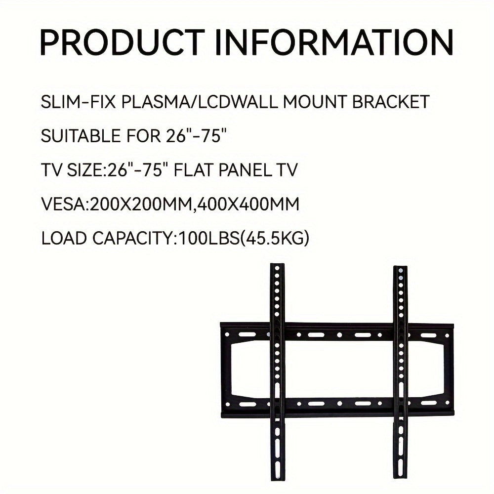 Ultra Slim TV Wall Mount for 26-65 Inch LED LCD OLED Screens Low Profile Universal Bracket