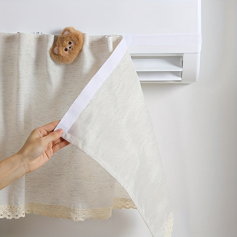 Drill-Free Vertical Air Conditioner Windshield Curtain Beige 51x190cm Insulates Cold Air