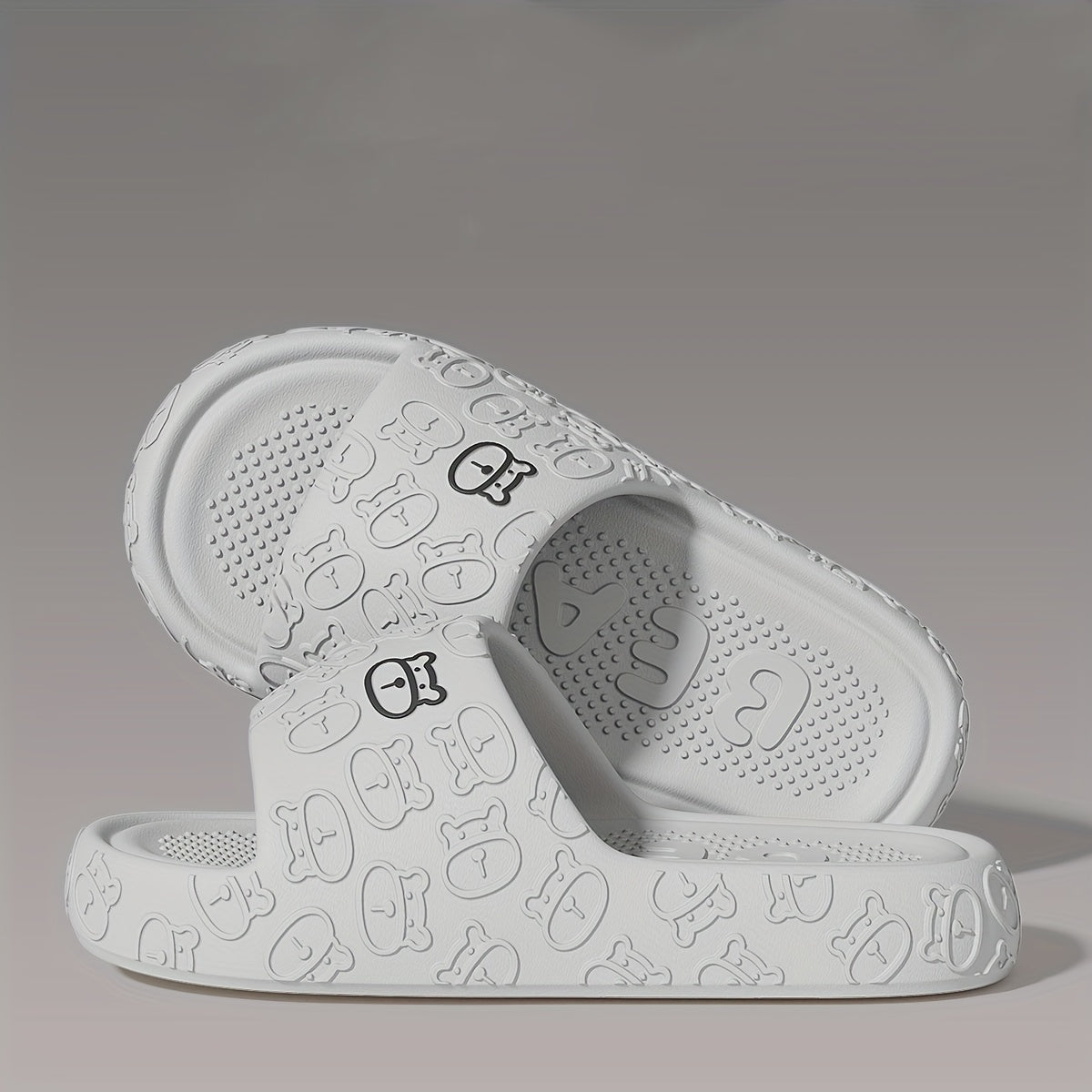 Unisex EVA Slides Casual Cartoon Bear Open Toe Slip-On Indoor Outdoor Sandals