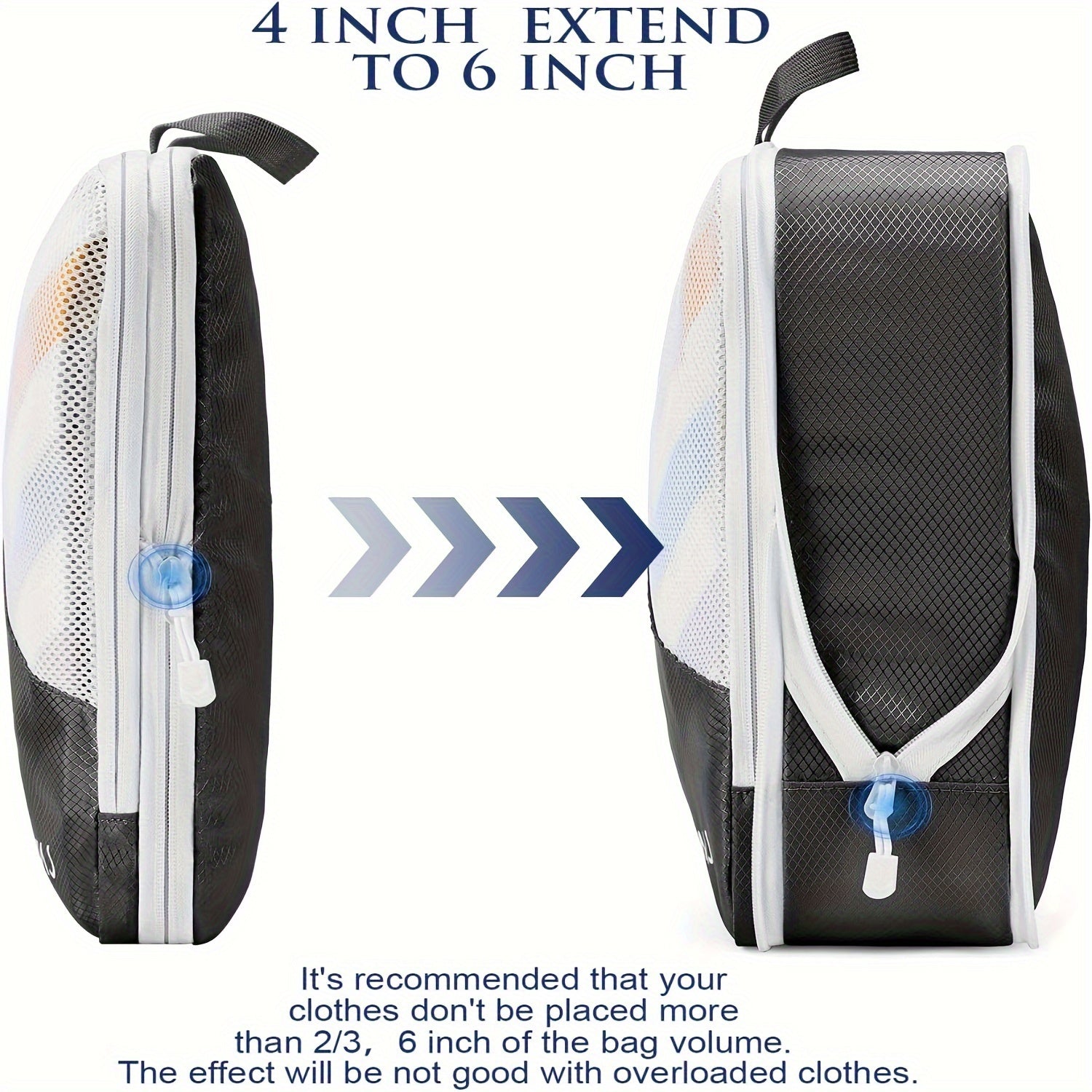 Set of 7 Lightweight Travel Compression Packing Cubes with Handles for Shoes Laundry and Underwear