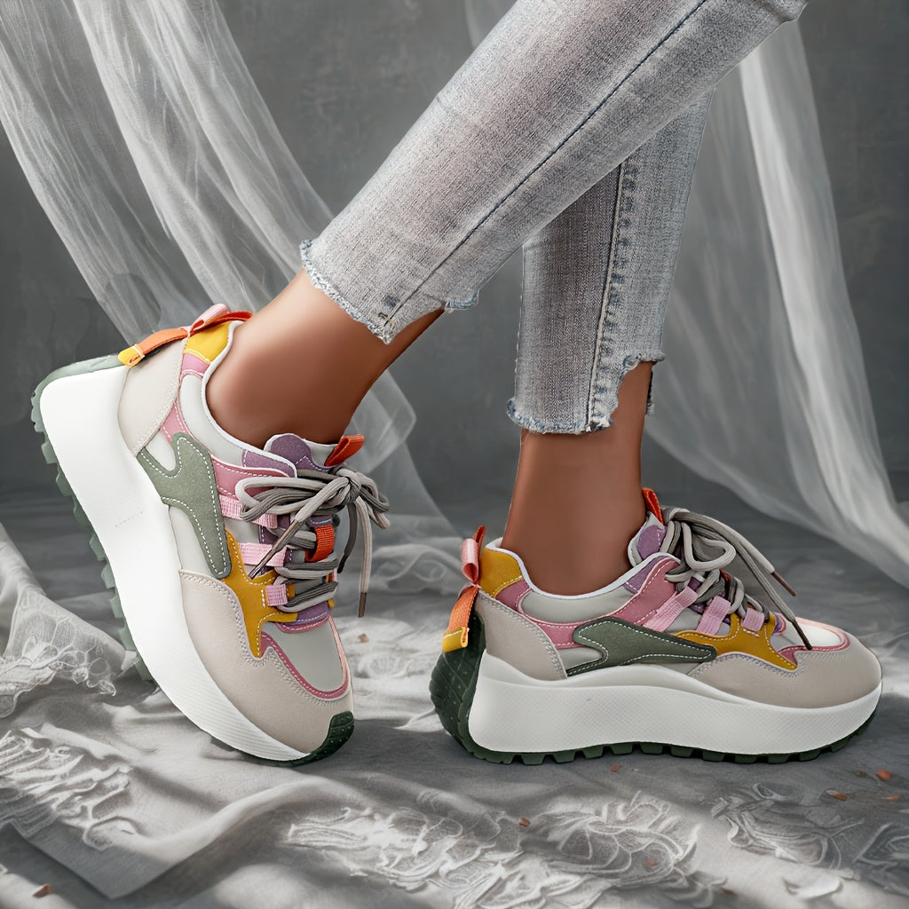 Zapatillas altas para mujer con cordones coloridos suela antideslizante para todas las estaciones