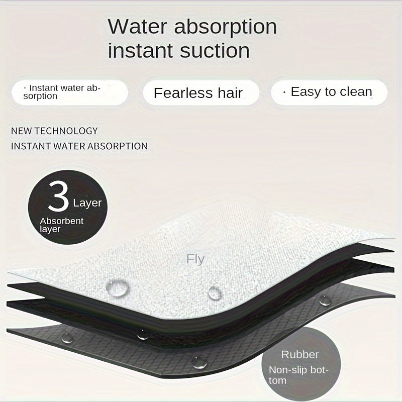 Ultra-absorbent tez quriydigan hammom matosi, 59.99x40.01 sm, sirpanmaydigan, zamonaviy qora kulrang dizayn, dush, vannada va eshik oldida foydalanish uchun mukammal.