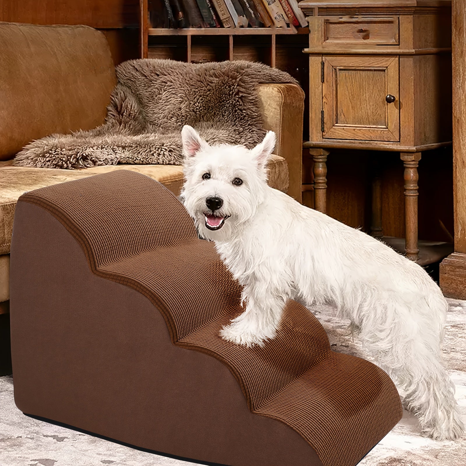 Small Dog Steps 2/3/4 Stairs Non-Slip Washable for Injured Older Pets with Joint Pain