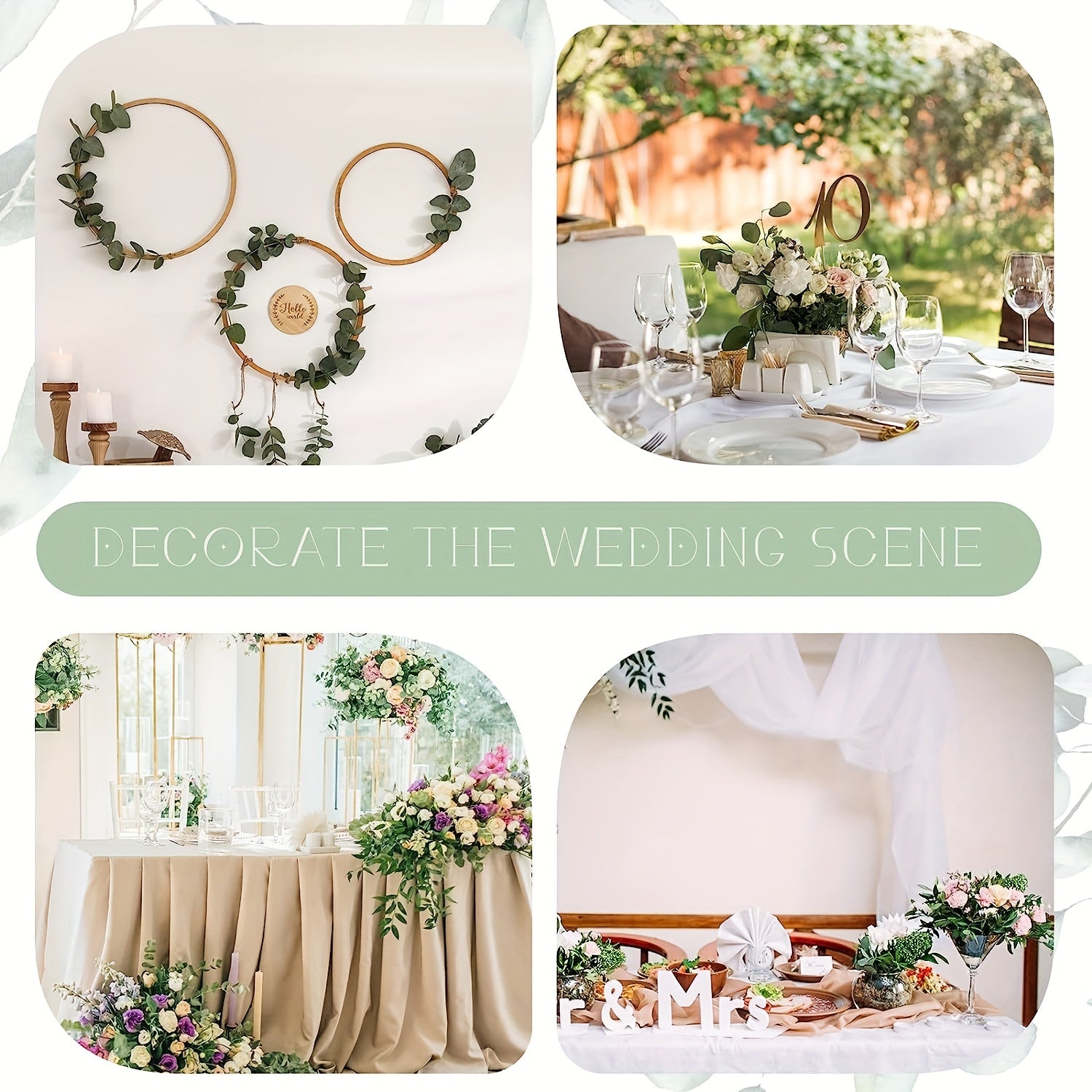 30 Pcs Artificial Silvery Eucalyptus Leaves Stems for Wedding Decor Vase Arrangement