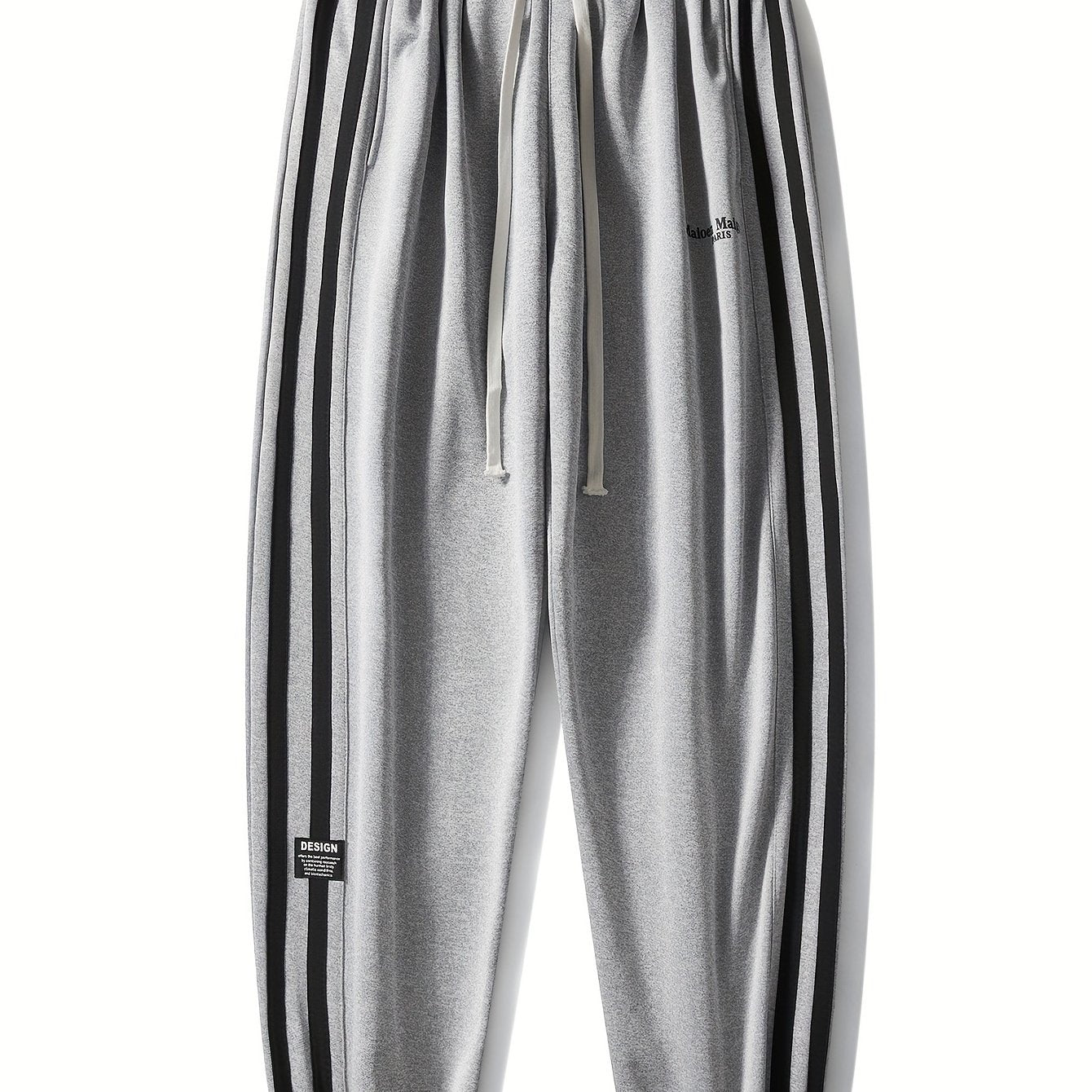 Plus Size Men's Casual Pants with Drawstring Polyester Stretch All-Season Geometric