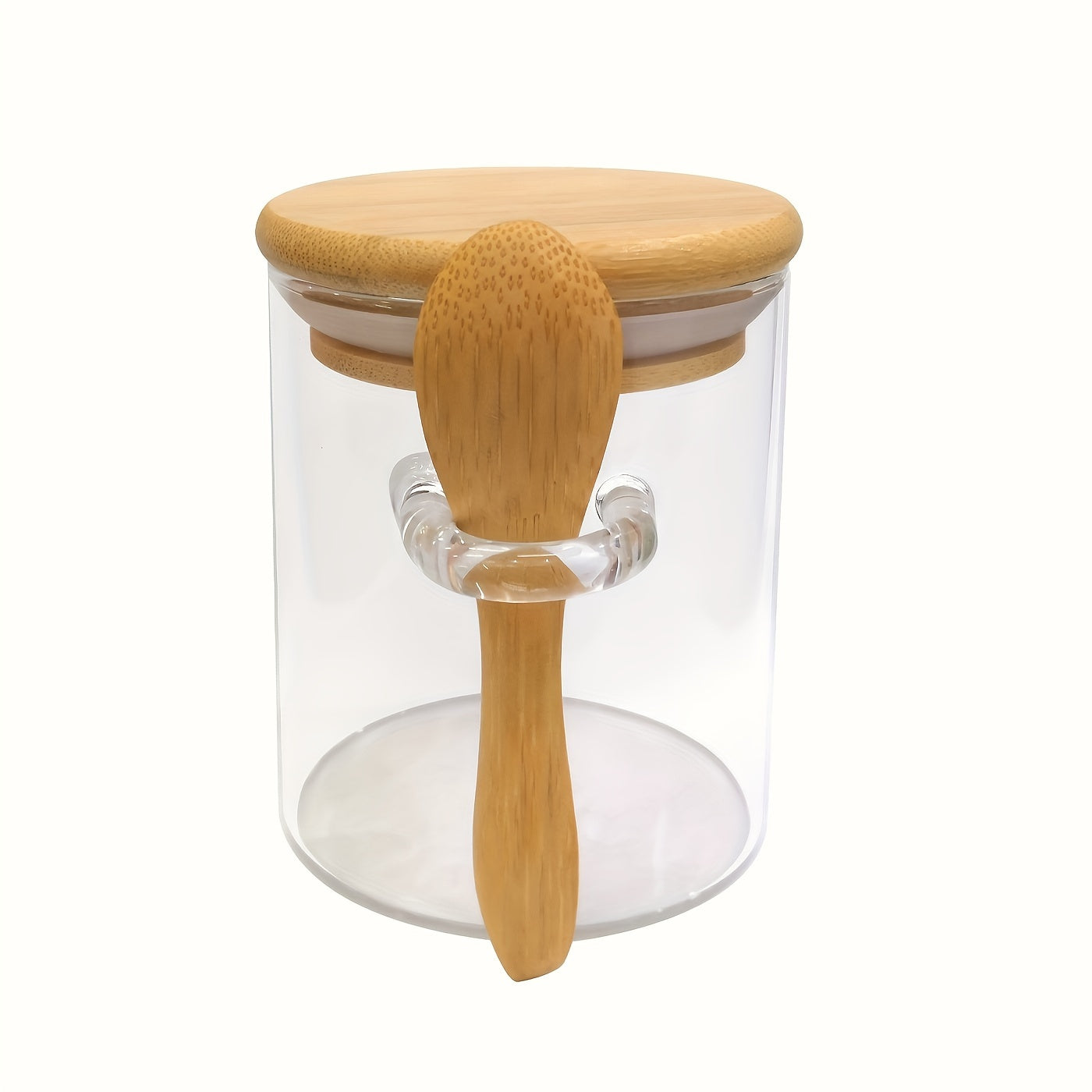 Glass Storage Containers with Airtight Bamboo Lids and Spoon for Kitchen Pantry