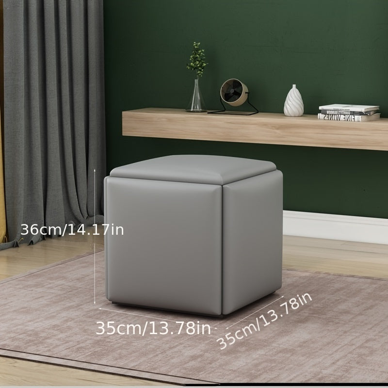 Shimoliy uslubidagi ottoman, yashirin metall ramkali, rang-barang qoplamada 5-in-1 modulli stul, turli muhitlar uchun mukammal - sariq/kulrang/ko'k/yashil va boshqalar.