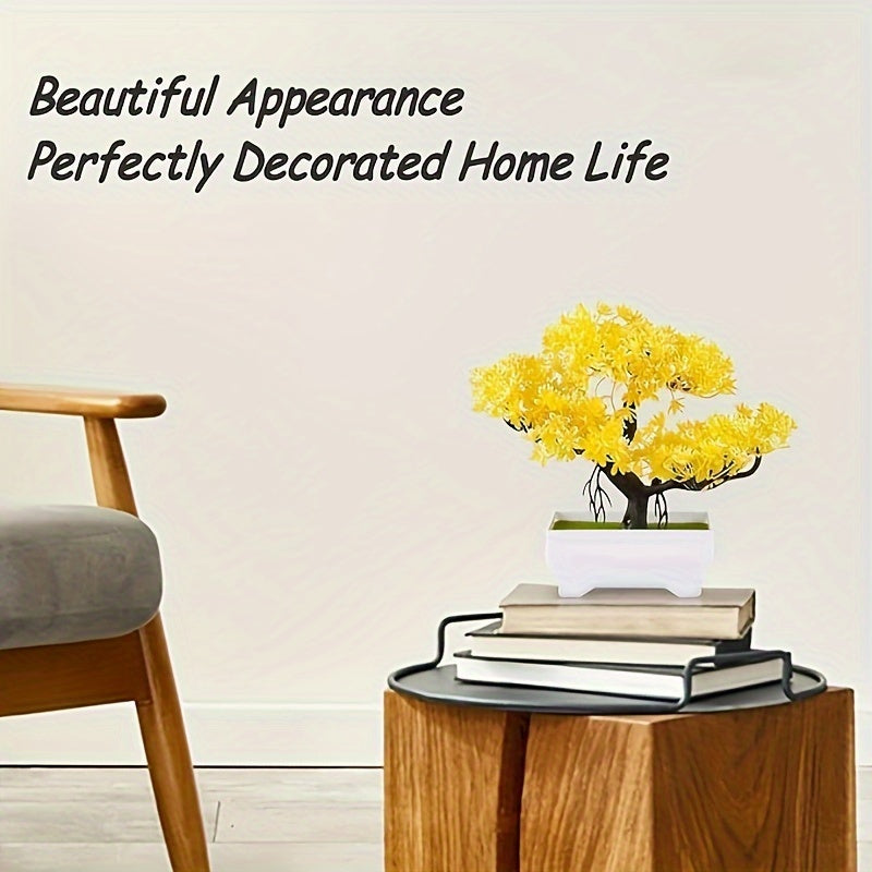 Uy ofis dekoratsiyasi va sovgʻalar uchun plastik sement pot bilan sunʼiy bonsai daraxti