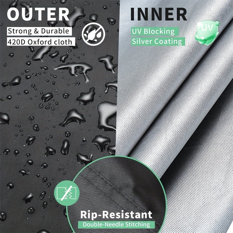 Outdoor Patio Furniture Cover Black 110x84x28 Inches Waterproof Deck Lawn Backyard