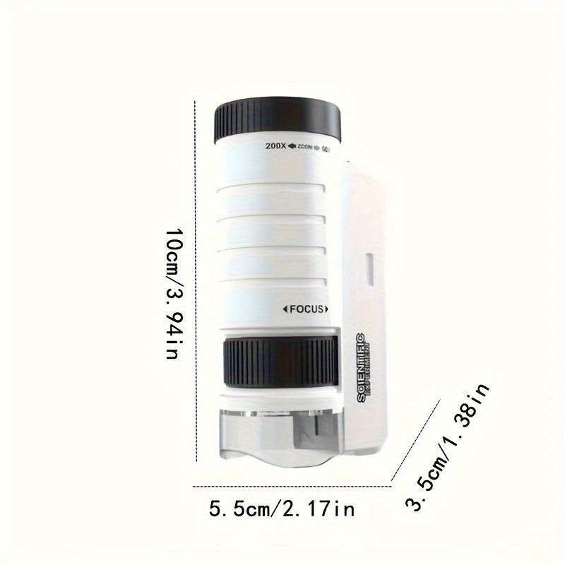 Mini Handheld Microscope for Kids 60X-200X with LED Light PVC Material Back-to-School Science Toy