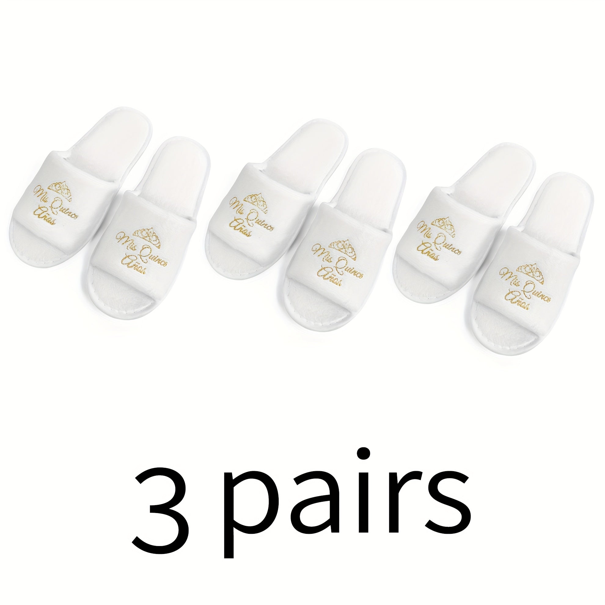 Girls 15th Birthday Glitter Gold Crown Script Slippers Soft EVA Flats