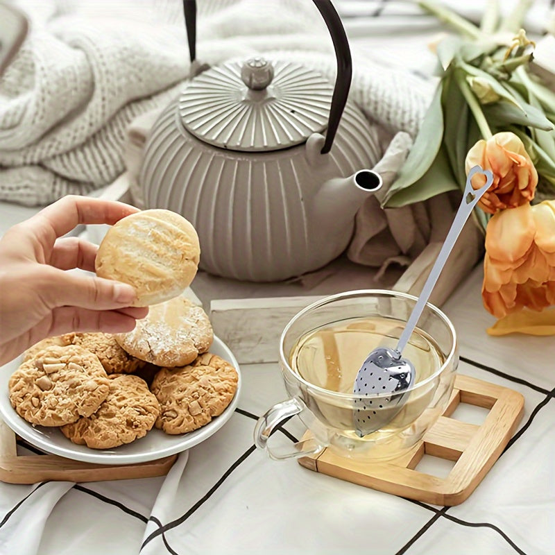 Сердцевидный заварник из нержавеющей стали, сетчатый фильтр для чая, ложка для заваривания чая