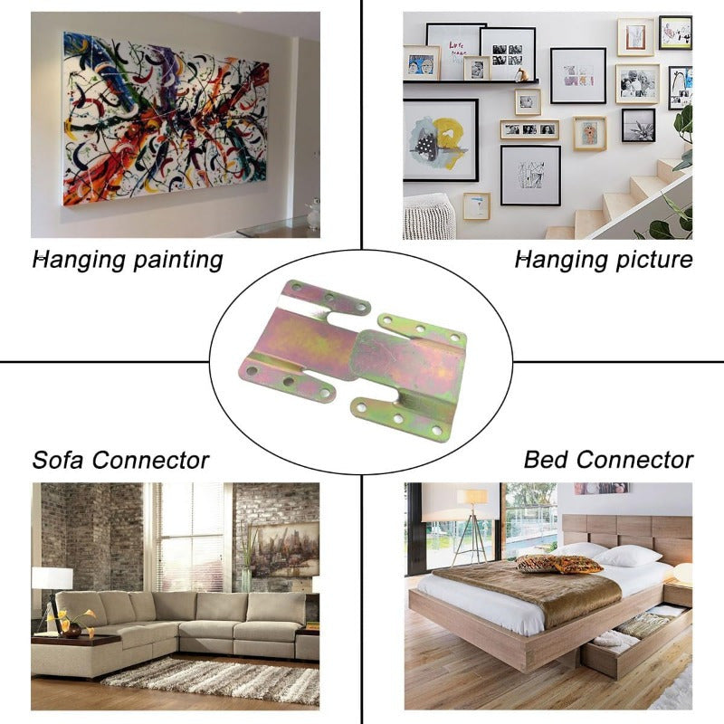 Conectores de sección de metal para sofá Chrome con tornillos para montaje y reparación de muebles