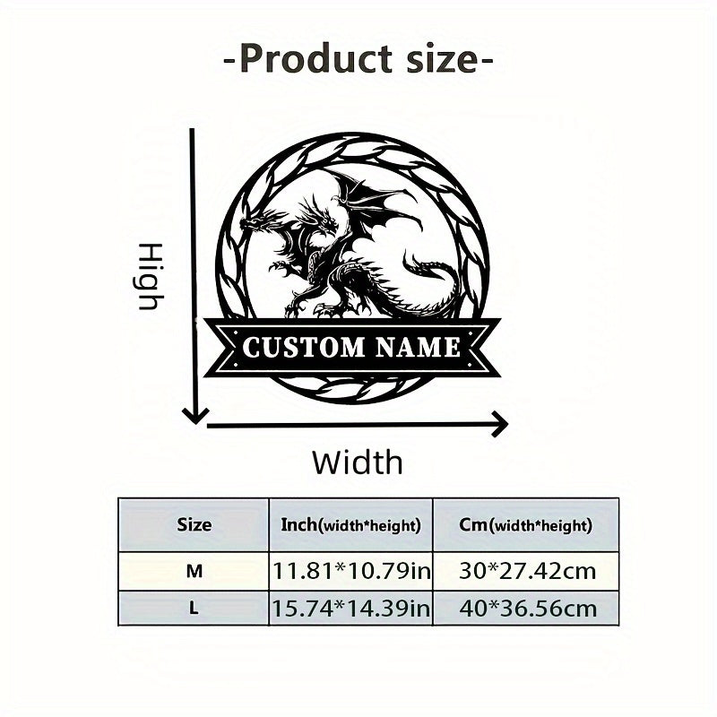 Maxsus Ejderha Metallik devor san'ati, Ism bilan, Ob-havo sharoitlariga chidamli AAA darajali metall, bolalar xonasi uchun bezak