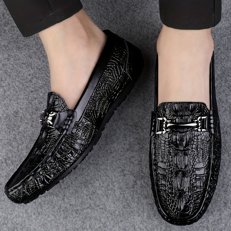 Men's Solid Color Microfiber Slip-On Loafers Lightweight Business Casual Shoes