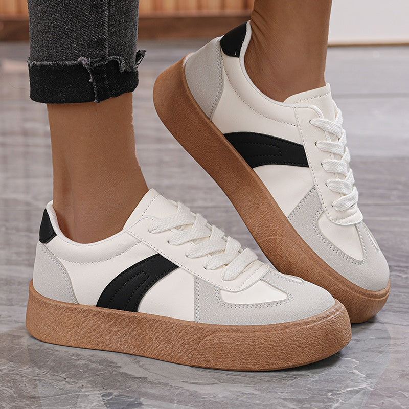Women White Platform Sneakers Lightweight Casual Thick Sole Shoes