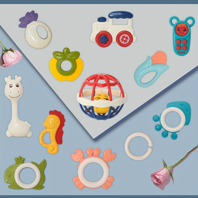 Infant Baby Toys for Soothing Teething Rings Rattles Handgrip Toys Mixed Color 3M+