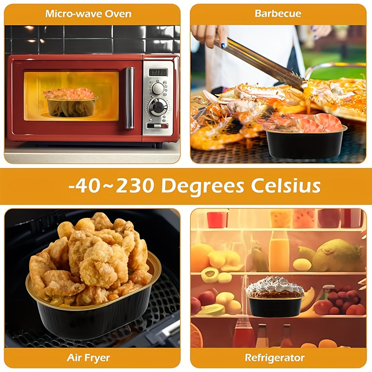 Molde de aluminio en oro y negro con tapas transparentes para mini cheesecakes y cupcakes