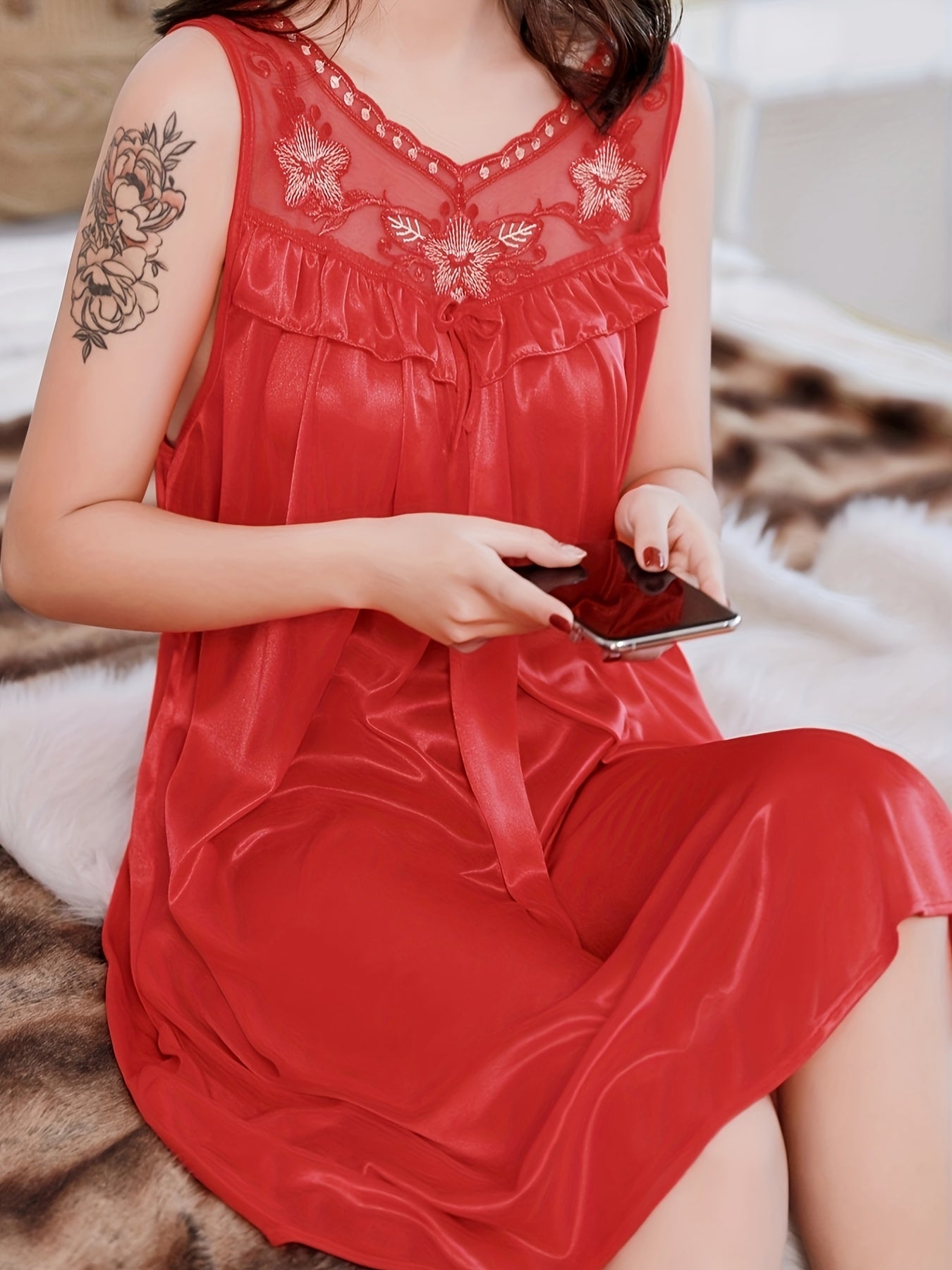 Women's Summer Nightgown Loose Fit Large Size Thin Sleepwear