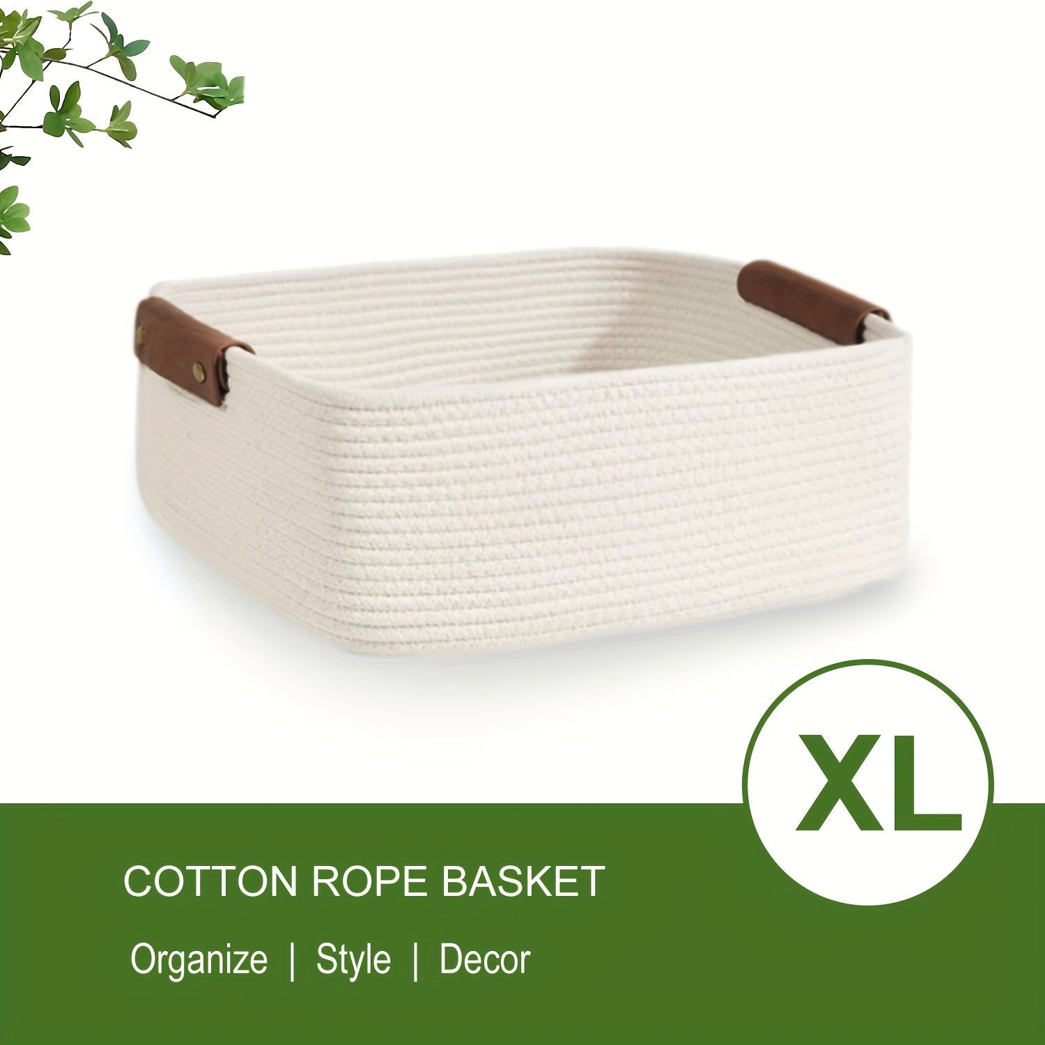 Qo'l bilan to'qilgan saqlash savati, hammomda, yotoqxona, yotoqxonada yoki ofisda turli xil narsalar, kosmetikalar, o'yinchoqlar va atıştırmalıklarni tartibga solish uchun. Bezakli va yig'iladigan dizayn.