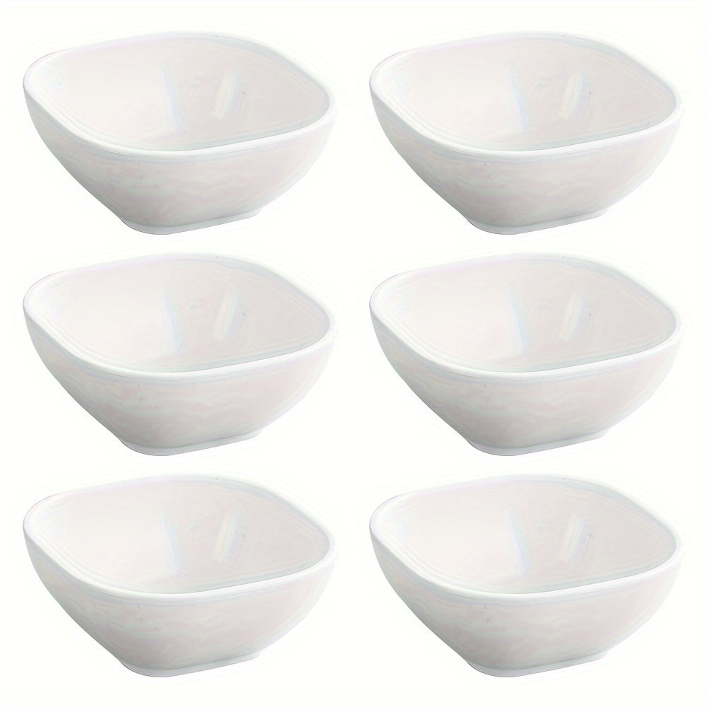 Set of 6 Square Dessert Bowls 9.65cm Polypropylene Condiment Side Dish Storage