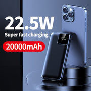 20000mAh Quvvat Banki 22.5W Tez To'ldirish LED Ko'rsatuvli Ikki Kirish va Chiqish Kompakt Portativ