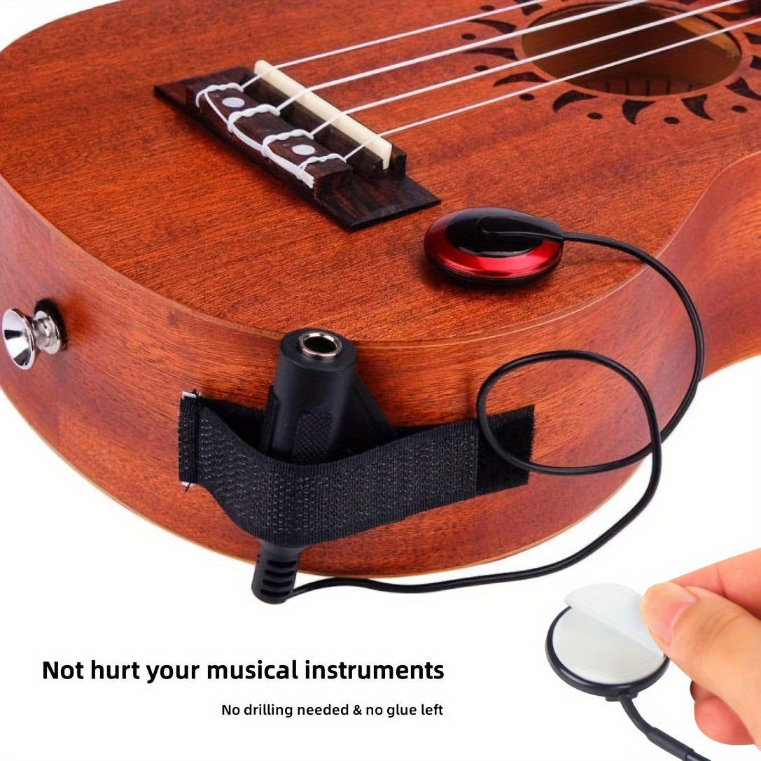Professional Guitar Pickup ABS Piezo Contact 6.35mm Female Plug for Acoustic Ukulele Banjo Kalimba Harp