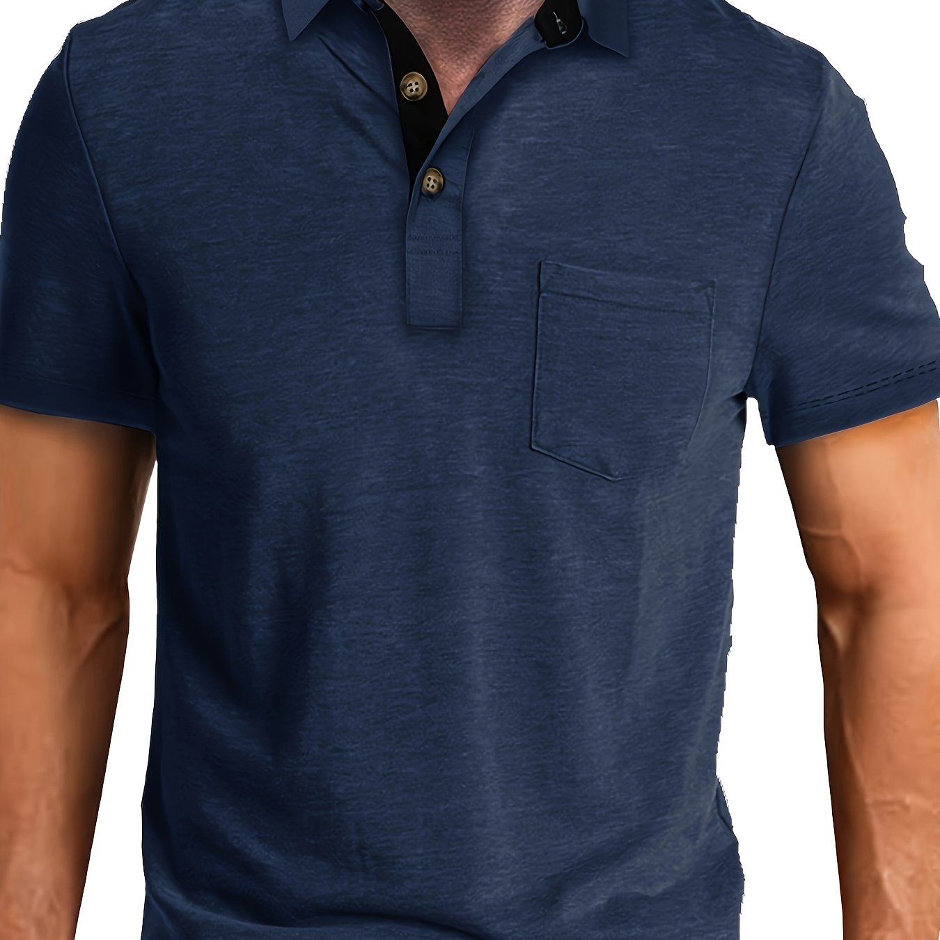 Men's Plus Size Plaid Collar Pocket T-Shirt Summer Knit Polyester