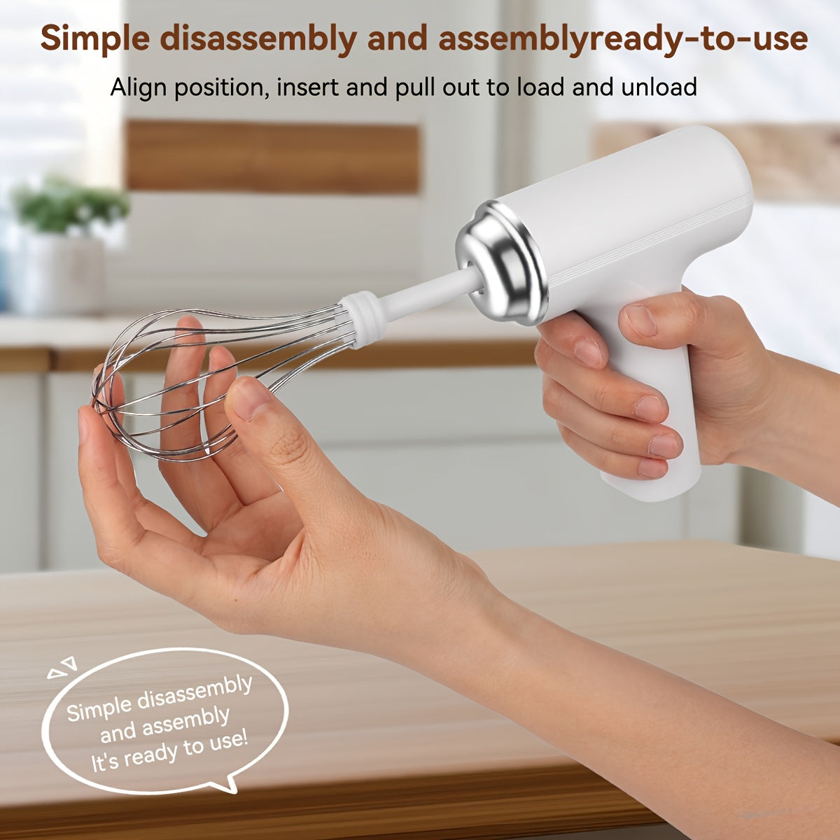 Беспроводной электрический ручной взбиватель для яиц - перезаряжаемый через USB, легкий кухонный миксер с 3 скоростями