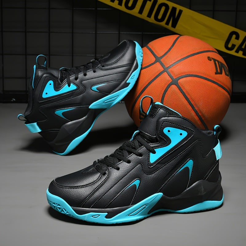 Plus Size Men's High Top Basketball Shoes Breathable Non Slip Shock Absorption Indoor Outdoor