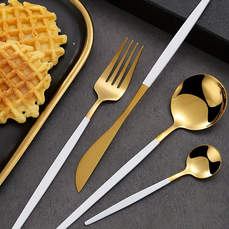 G'arbona taomlari uchun Portugal dizayni bilan 24 ta zanglamaydigan po'latdan yasalgan idish-tovoq to'plami